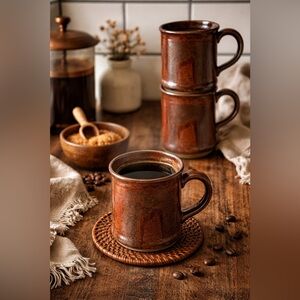 Vintage Studio Pottery Stoneware Mug Set | Rustic | Set of 3